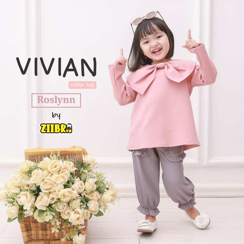 Afsheenastore Vivian Collor Top By Zibra / Atasan Anak