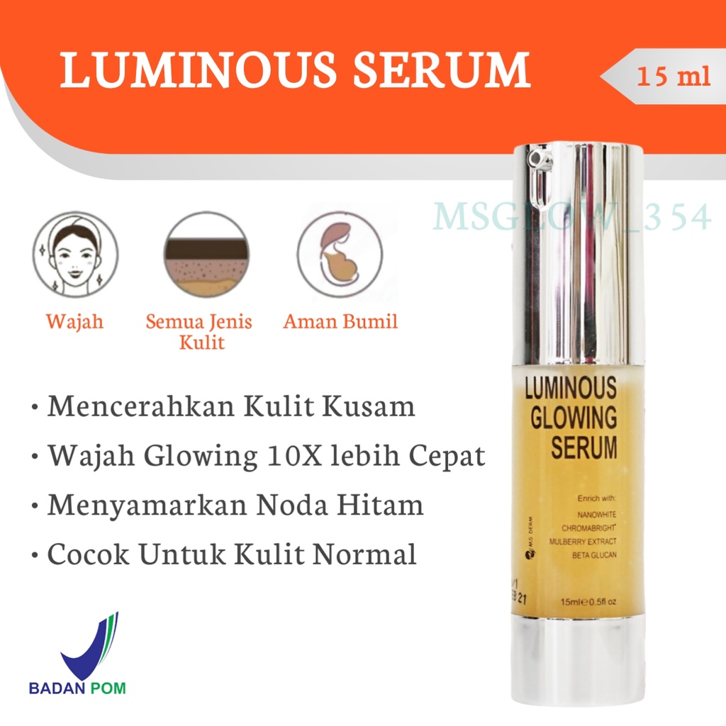 MS Glow Original Whitening Acne Luminous Ultimate Series - Paket MS Glow Whitening Acne Luminous Ultimate Original - Skincare MS Glow Paket Whitening Acne Luminous Ultimate Ori Original - MS Glow Beauty Official Store Resmi Cikarang Bekasi Bandung Jakarta-Luminous Serum