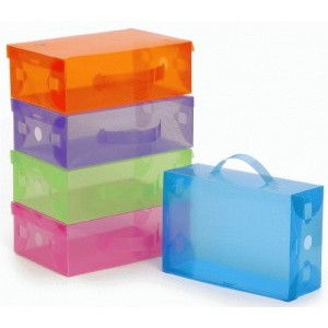 Transparant shoes box - kotak sepatu transparan warna-warni ( Dengan Pegangan Tangan )