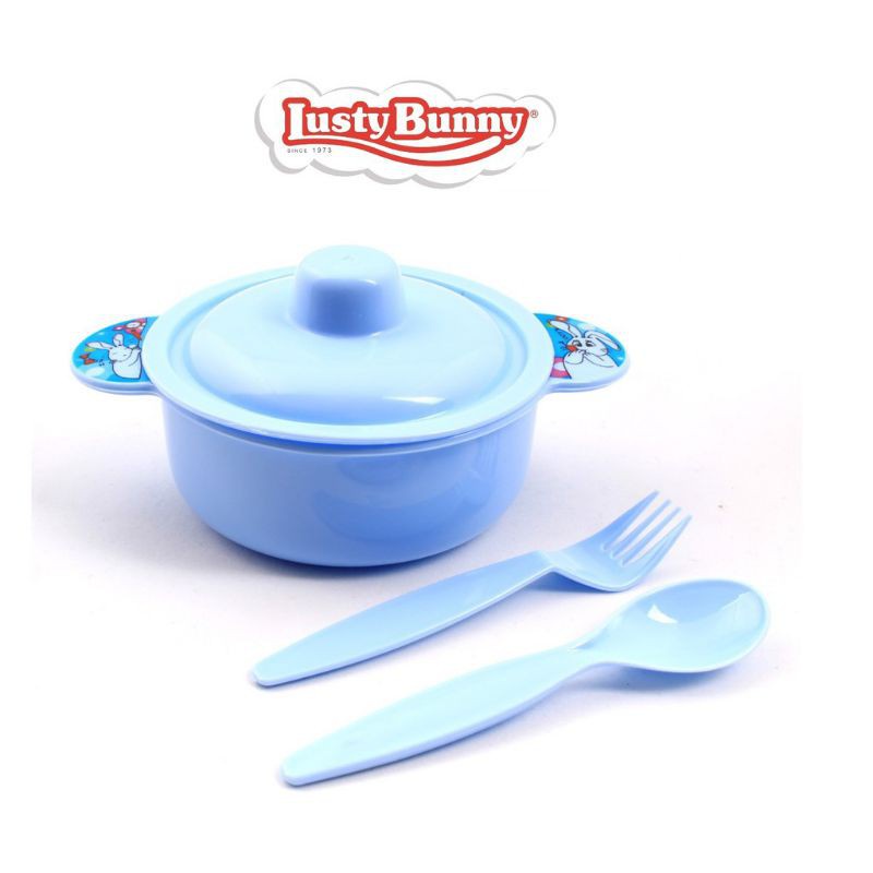 TEMPAT MAKAN SET mangkok+sendok garpu  LUSTY BUNNY