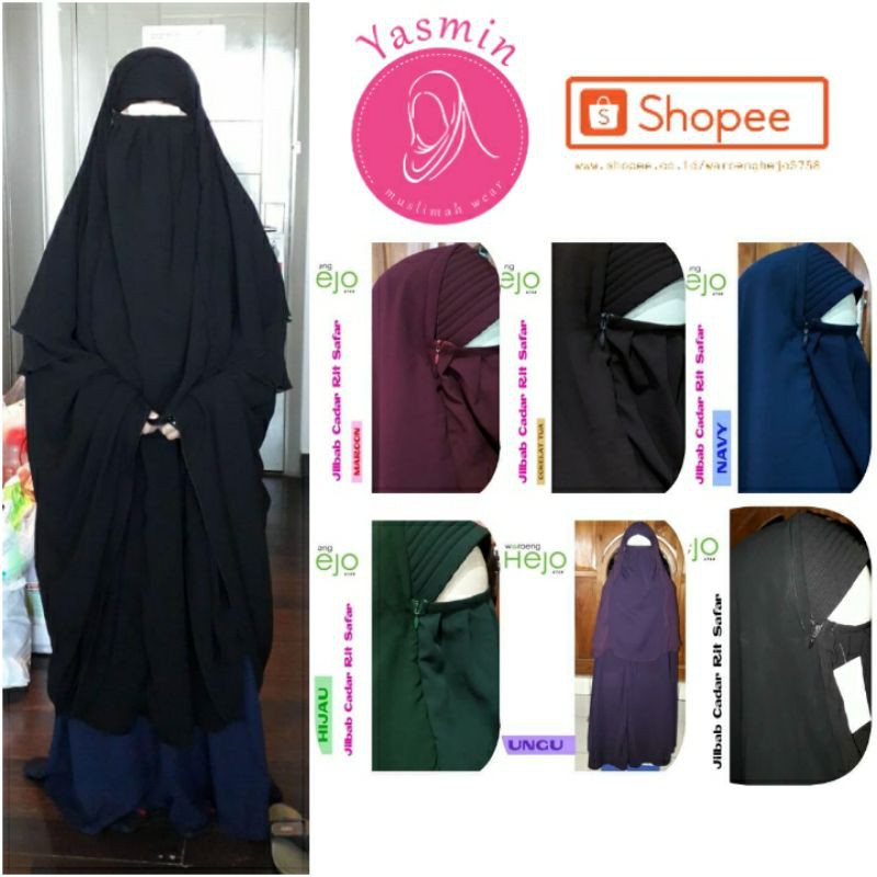 °WH5758° Jilbab Cadar Rits Safar Pilih Varian Warna Tersedia