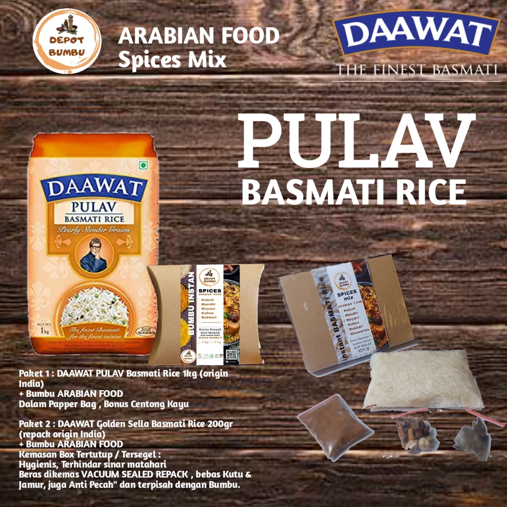 

DAAWAT PULAV Basmati Rice Asli India paket plus Bumbu Instan ARABIAN FOOD DEPOT BUMBU pilih