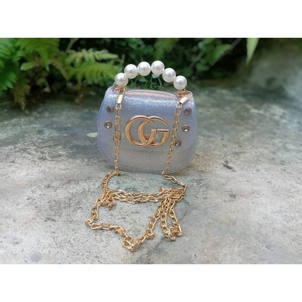 TRICTRAC TAS SLINGBAG ANDIN MINI BAG TALI PANJANG RANTAI EMAS DAN TALI PENDEK TENTENGAN MUTIARA KOMB