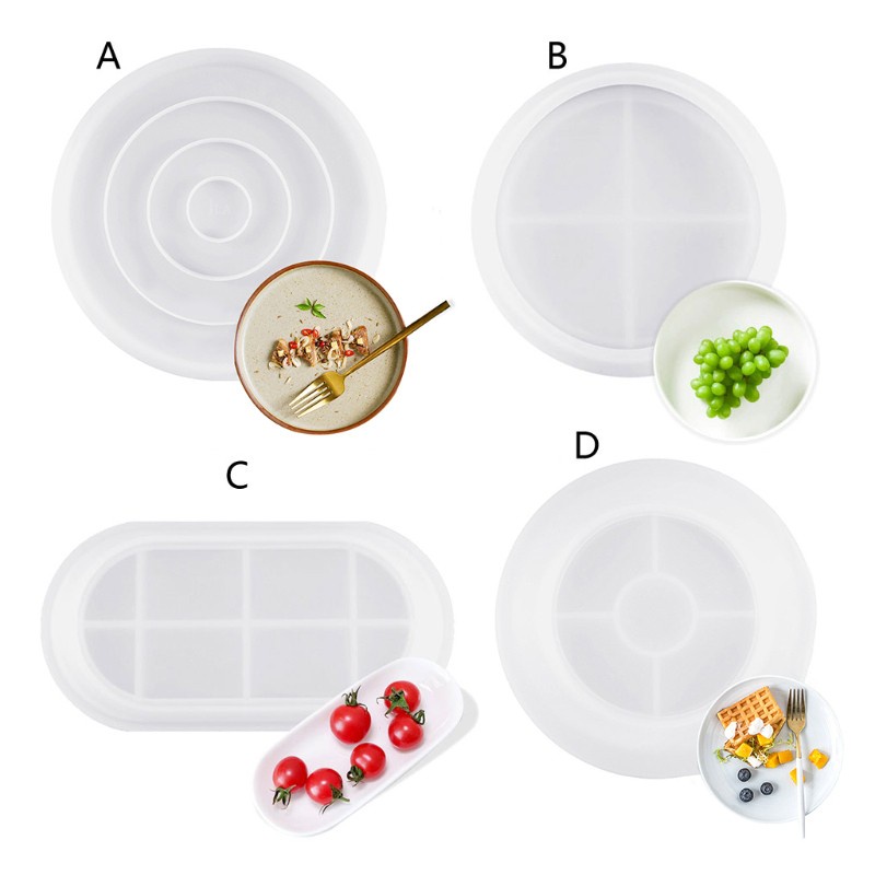 Glitter Silicone Large Soap Dish Resin Mold Oval Round Tray Molds DIY Jewelry Tray Molds