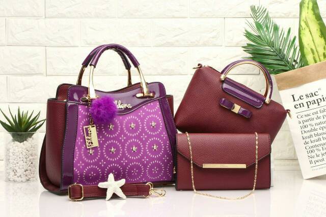 SALE Tas import Eldora Enzy ES1150 (3in1) set handbag wanita branded batam