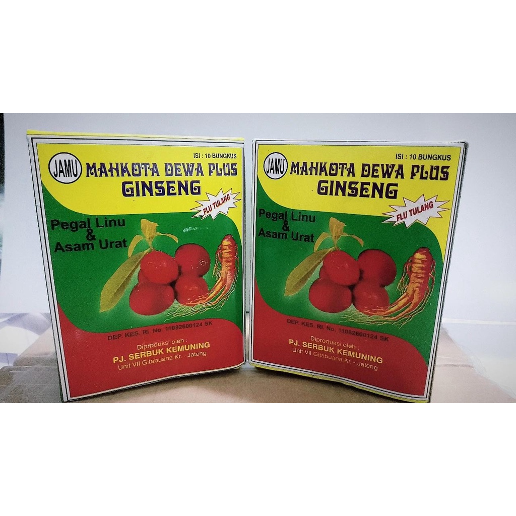 JAMU MAHKOTA DEWA PLUS GINSENG PEGAL LINU, ASAM URAT, FLU TULANG