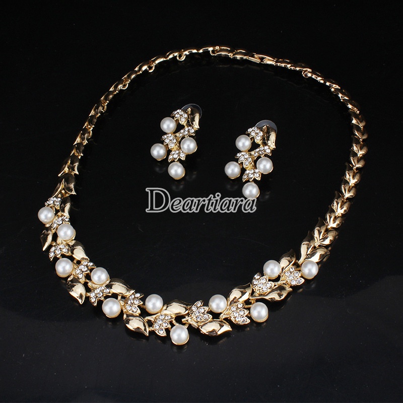 Fashion Luxury Pearl Necklace Earring Set Bridal Wedding Set