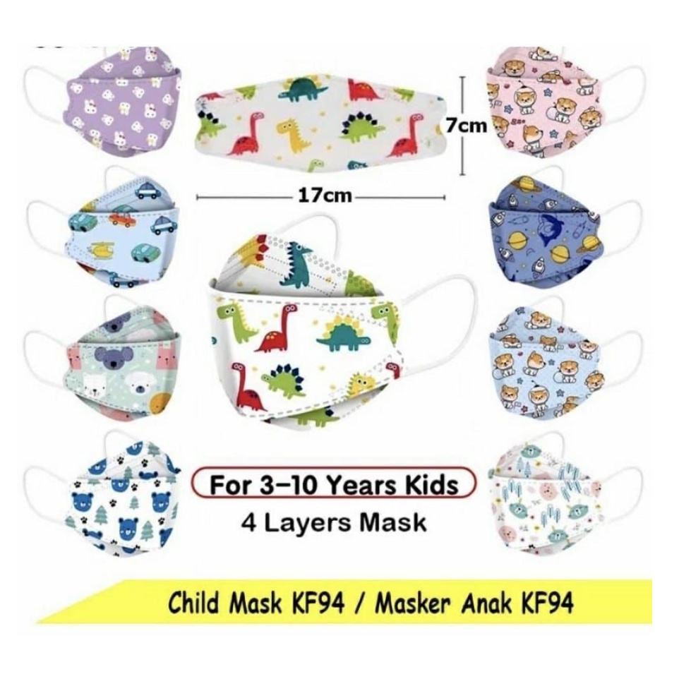 PREMIUM MASKER KF94 ANAK MOTIF MASKER KF94 ANAK MOTIF WARNA ISI 10 PCS