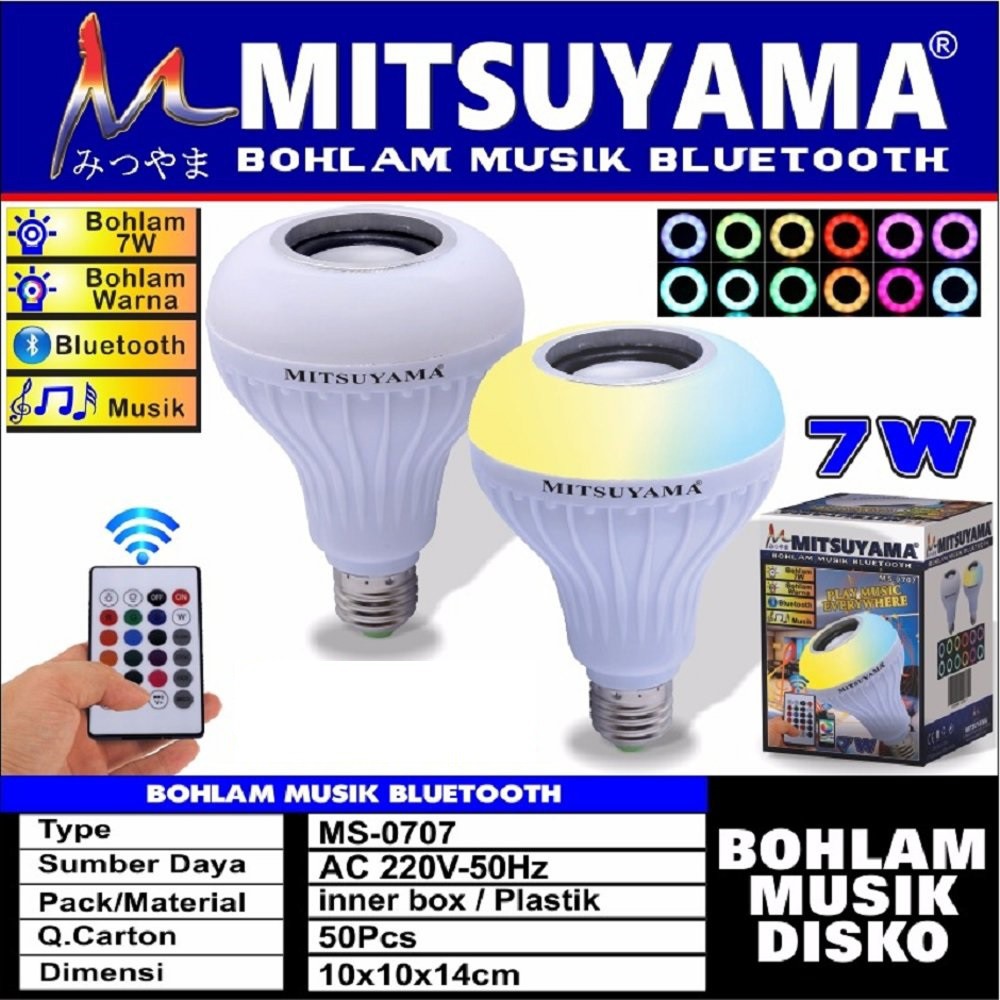 Mitsuyama Lampu Bluetooth Musik LED Speaker MS-0707 With Remote