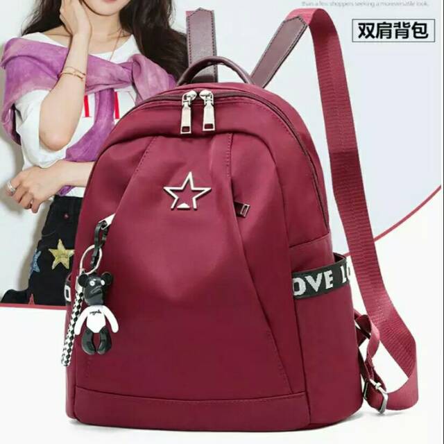 TAS RANSEL ANTI AIR BACKPACK WANITA HITAM MOTIF KUCING KOREA KULIAH SEKOLAH KERJA TA126B5 STEIN