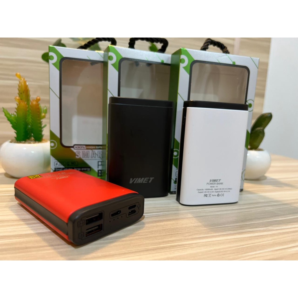 V2 Powerbank Vimet 10000mAh Fast Charging with Usb 2 Port &amp; Powerbank V2 Portable with 3 Input