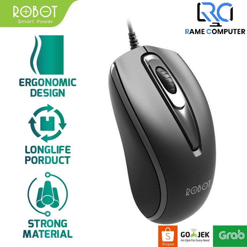 Mouse Wired ROBOT M110 2.4GHz Optical 1600DPI dengan Receiver USB Original M-110