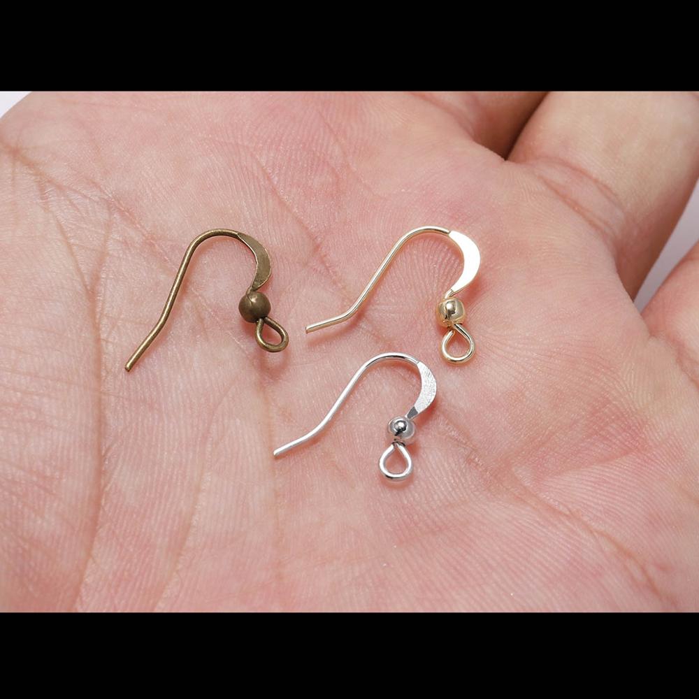 100Pcs 19*18mm Earring Components Hooks Twist Silver Gold Bronze Ear Hook Clasps Earring Wires Findings For DIY Jewelry Making