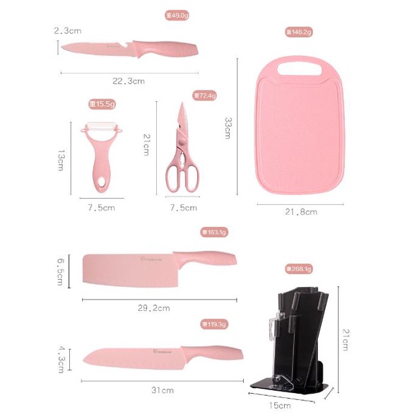 Pisau Dapur Set Kitchen Knife Set Gift 7 in 1 POENSCAE Alat Pemotong Makanan Peralatan Dapur Termurah Berkualitas