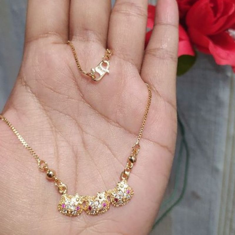 Kalung Anak Hello Kitty Permata Perhiasan Import Anti Karat Xuping