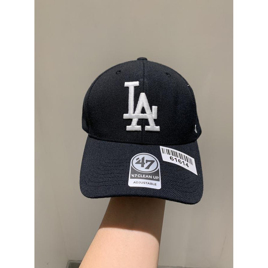 Ready Stok - Topi 47 Clean Up Dodgers La Los Angeles Big Logo Black White Cap