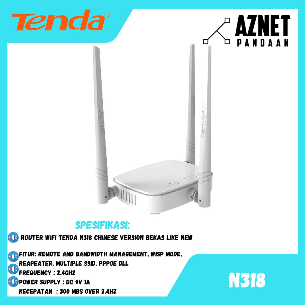 ROUTER WIFI TENDA N318 CHINESE VERSION SECOND