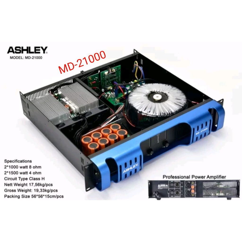 POWER ASHLEY MD 21000 ORIGINAL MD21000 AMPLIFIER 2 CHANNEL CLASS H