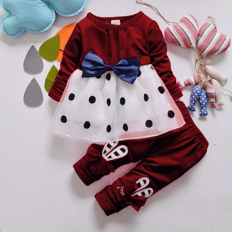 Setelan Anak Perempuan / Set Anak Usia 3-5 Tahun / Set Ribbon