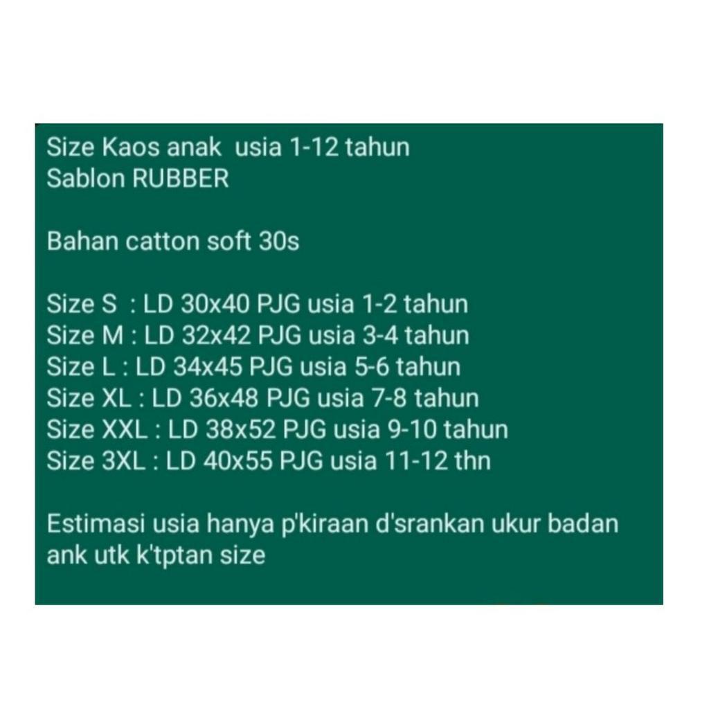 pakaian kaos anak MIXUE baru UNISEX