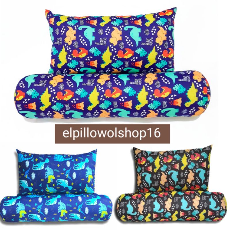 Set Bantal Guling Anak Karakter Motif Dinosaurus Untuk Usia Balita 1-8Tahun