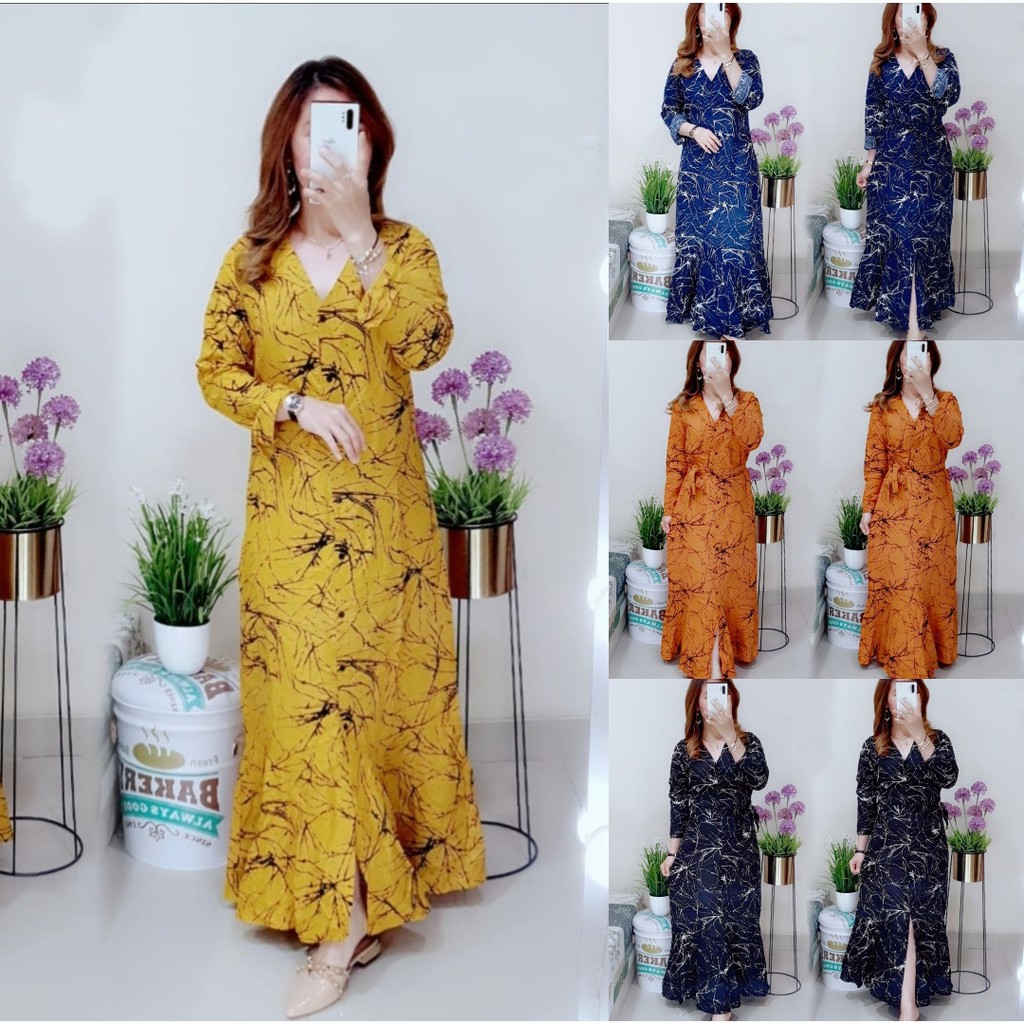 *[MCFK] Maxi / Maxi Motif lengan Panjang / Baju Maxi Panjang / Pakaian Maxi Wanita Corak