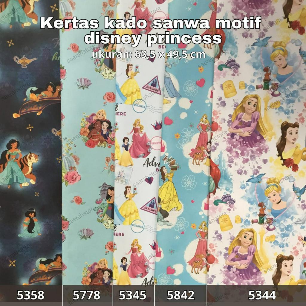 

Kertas Kado Sanwa motif disney princess isi 40 lembar (motif campur)