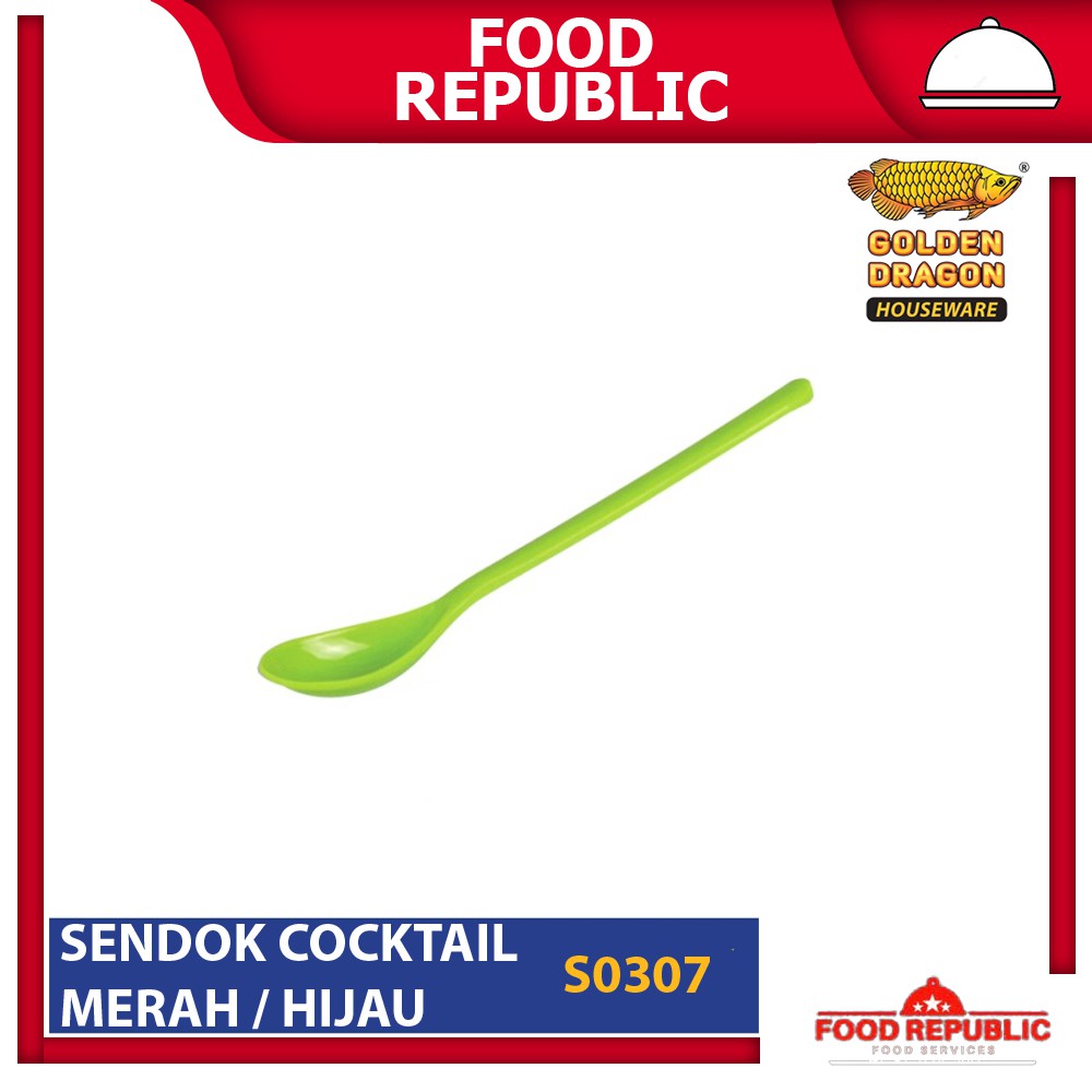 GOLDEN DRAGON SENDOK COCKTAIL 12 PC MELAMINE MERAH / HIJAU S0307 SPOON