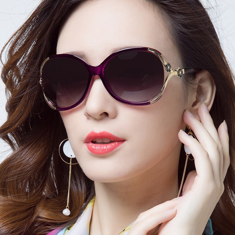 Kacamata Fashion Hitam Motif Flower Di Bingkai Women Sunglasses ACC