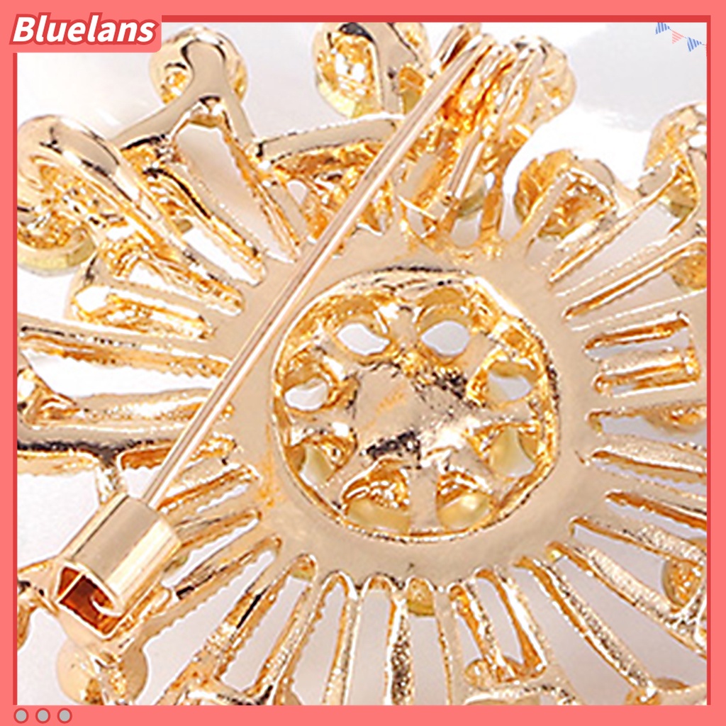 Bros Pin Lencana Bentuk Bulat Aksen Berlian Imitasi Gaya Vintage Untuk Aksesoris Pakaian