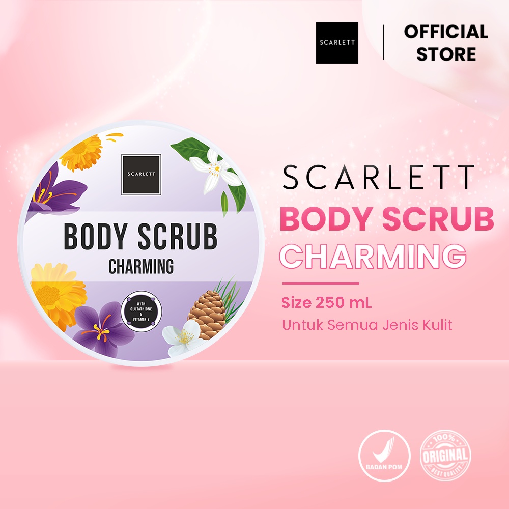 (RM) BODY SCRUB SCARLETT WHITENING - SCARLETT LULUR BADAN ORIGINAL BPOM HAPPY JOLLY CHARMING COFFEE ROMANSA POME LOVING- SCARLETT HAPPY