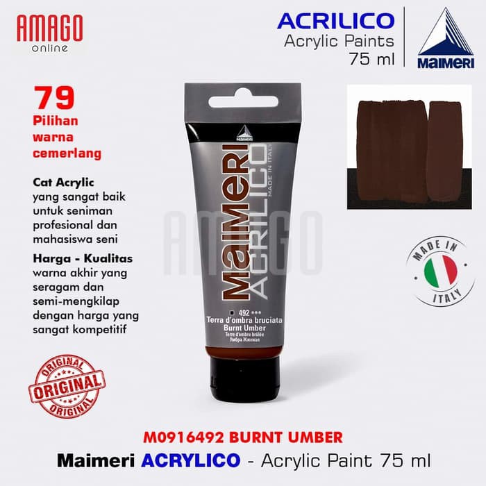 MAIMERI ACRILICO - ACRYLIC PAINT - BURNT UMBER - 75ML - M0916492