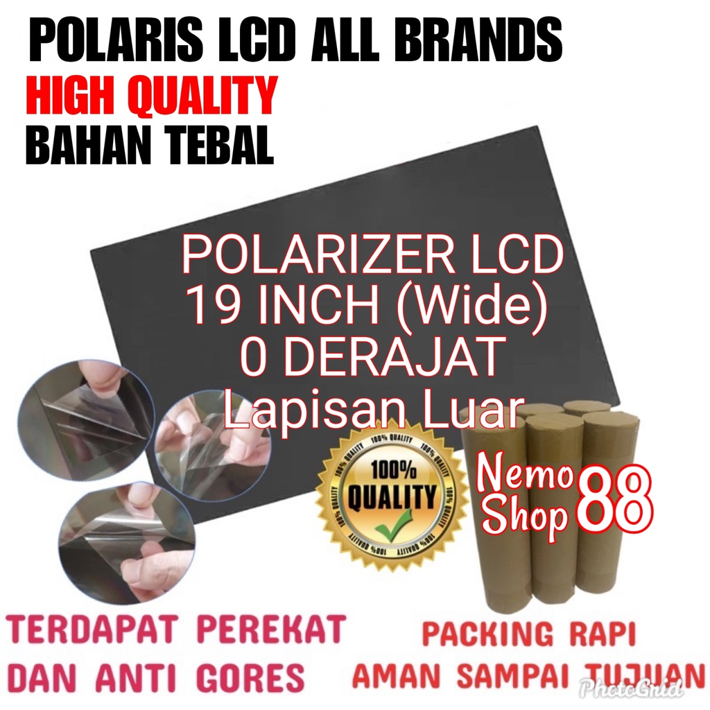Polarizer LCD 19 Inch Wide Screen 0 Derajat Polaris 19 Inch 0 Derajat Wide Polariser LCD 19 Inch 0 D