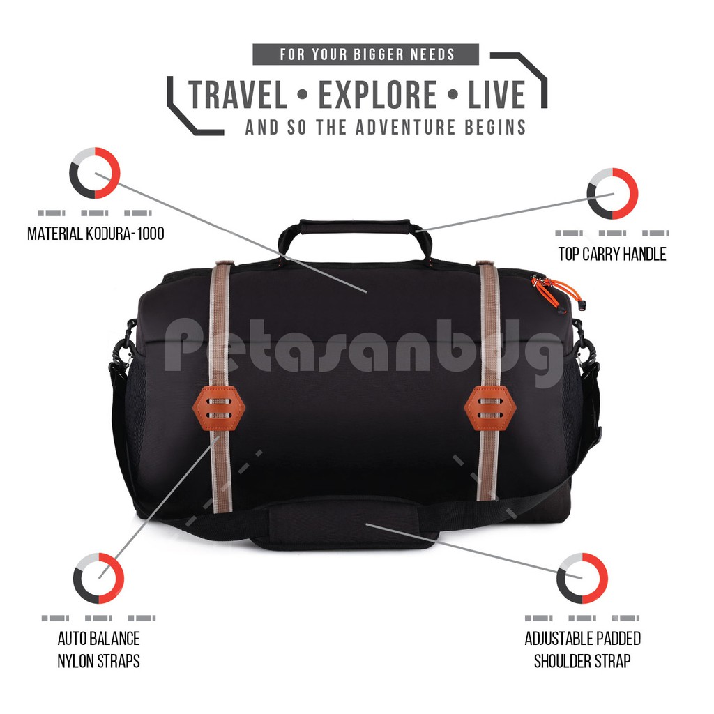 PTS -Gear Bag Crossover Travel Bag - Tas Jinjing dan Tas Selempang Authentic Edition - Black - Tas Mudik Lebaran