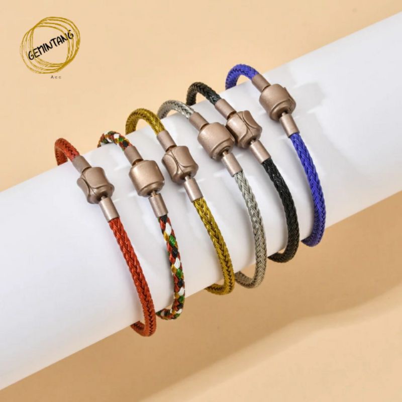 Gelang Tali Kawat Pandora Anti Air Waterproof Untuk Liontin Charm Mainan Emas