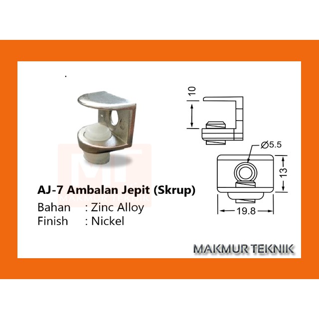 AMBALAN JEPIT (SKRUP) AJ7 Huben AJ-7 Penahan sekat kaca