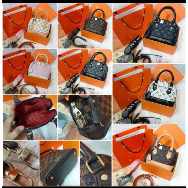 LV ALMA MINI SUPER 2 TALI STRAP FREE GEMBOK LV+ KUNCI IMPORT / PROMO FREE BOX &amp; PAPERBAG