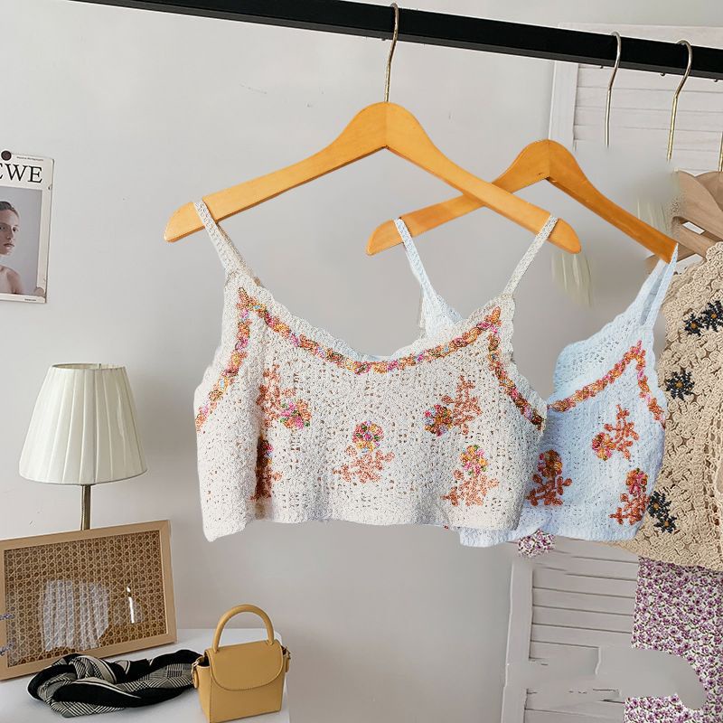 【Banyak Motif】Crochet Camisole Outer Vest Rompi Rajut Tank Top Model Crop Korean