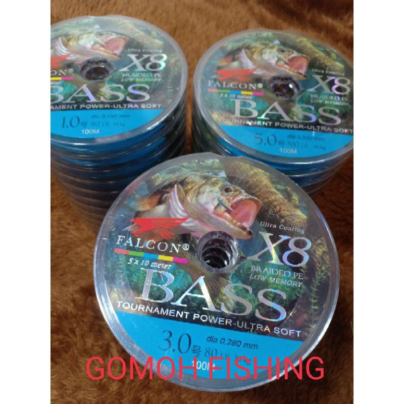 Benang Pe FALCON BASS X8 multicolor connecting 100 meter