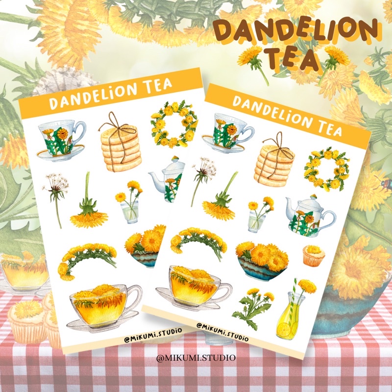 

[MIKUMI] Dandelion Tea Sticker Sheet | Doff sticker | Kiss Cut sticker | Deco sticker | Journaling Kits | Bujo Kits | Planner Sticker | Stiker Planner | Sticker Lucu | Sticker Planner | Sticker Bujo | Deco Kit | Scrapbook Sticker
