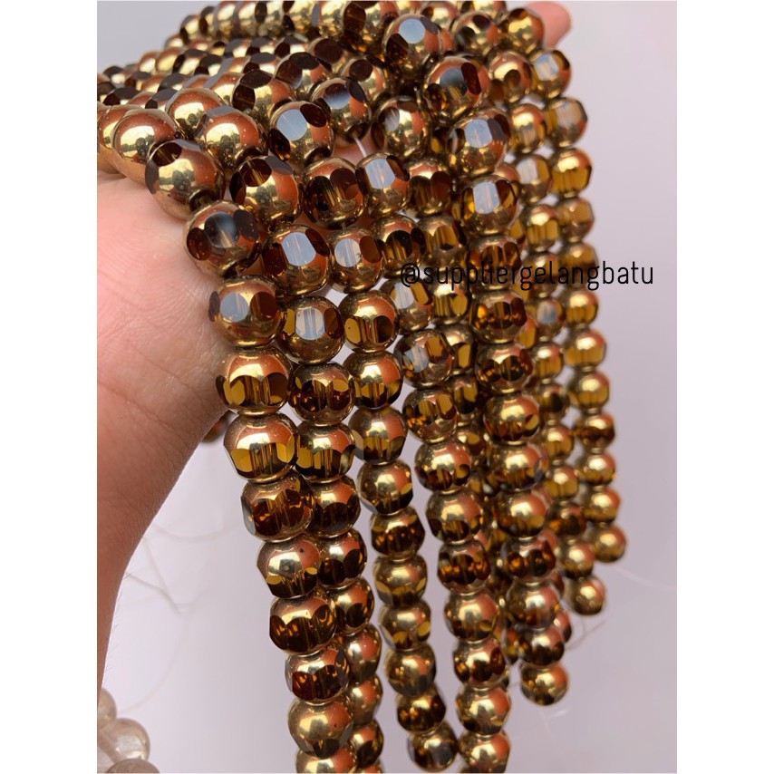 kristal BINGKAI GOLD 10mm kuning bahan spacer gelang kalung pembatas