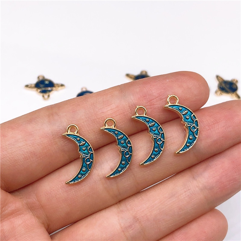 4pcs Liontin Enamel Bentuk Planet Bintang Bahan Alloy Charms