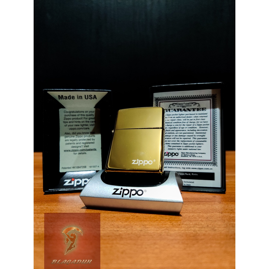 SHp2 ZIPPO ORIGINAL GOLD CHROME ZIPPO TITLE 315Z MADE IN USA