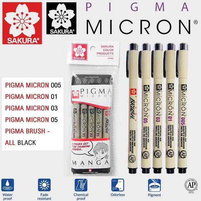 

(BISA COD) SAKURA PIGMA MICRON DRAWING SET 5 MANGA TERUJI Kode 973