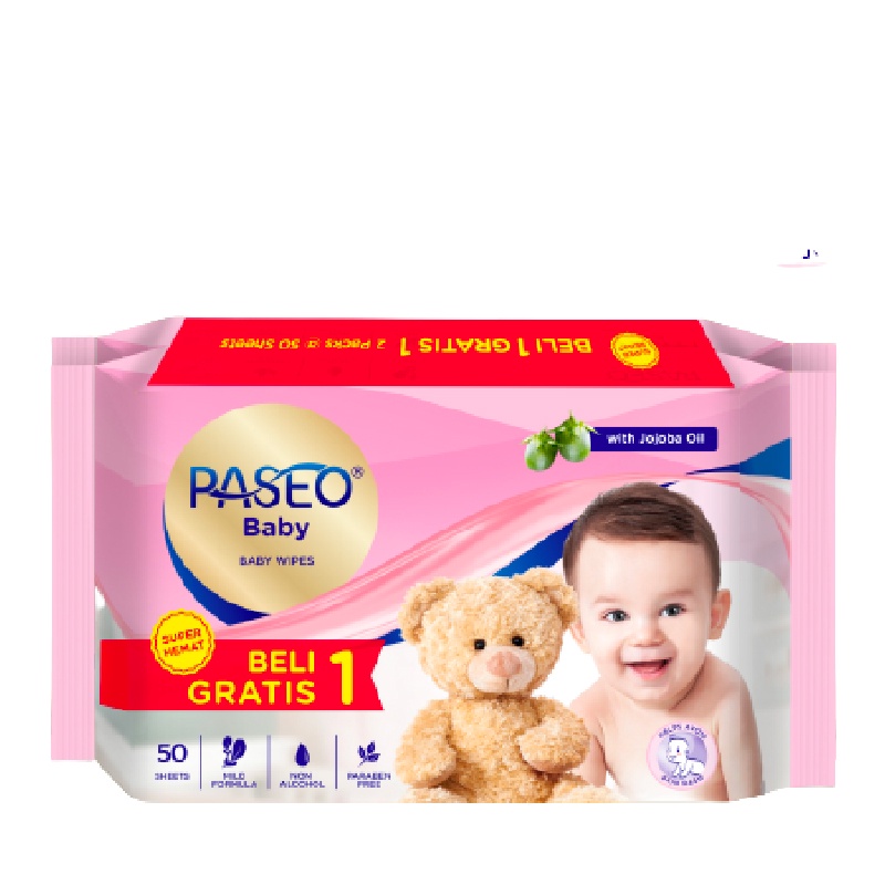 Paseo Baby Tissue Basah Jojoba 50 sheets