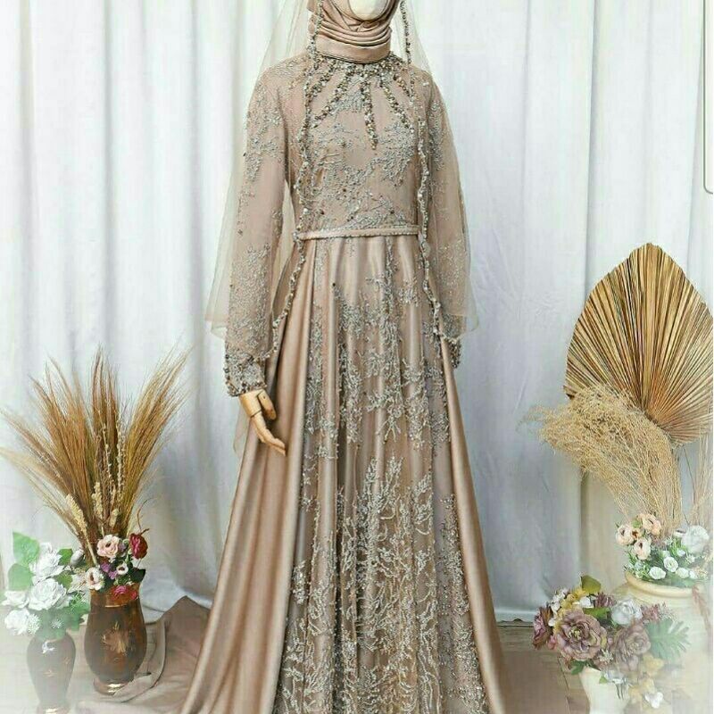 1 SET GAMIS AKAD WALIMAH PENGANTIN + VEIL