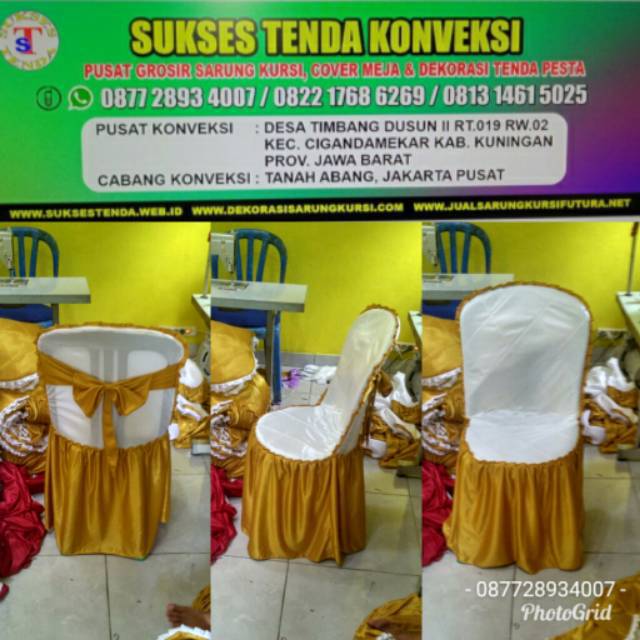 Sarung kursi napolly putih/gold