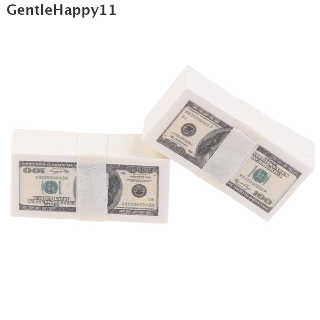 Gentlehappy 100lembar/set Dolar Mini 1: 12rumah Boneka Miniatur Uang Kertas Us $100Lembar