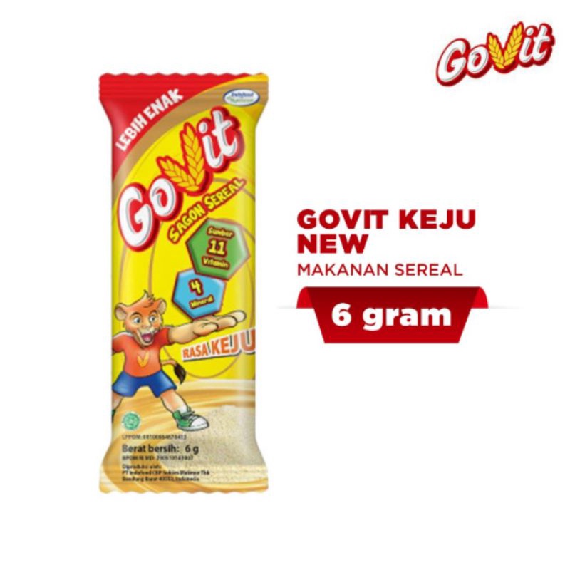 GOVIT Sereal Sagon Bubuk Instan 6g SATUAN Varian Rasa Baru Coklat Stroberi Keju Cokelat