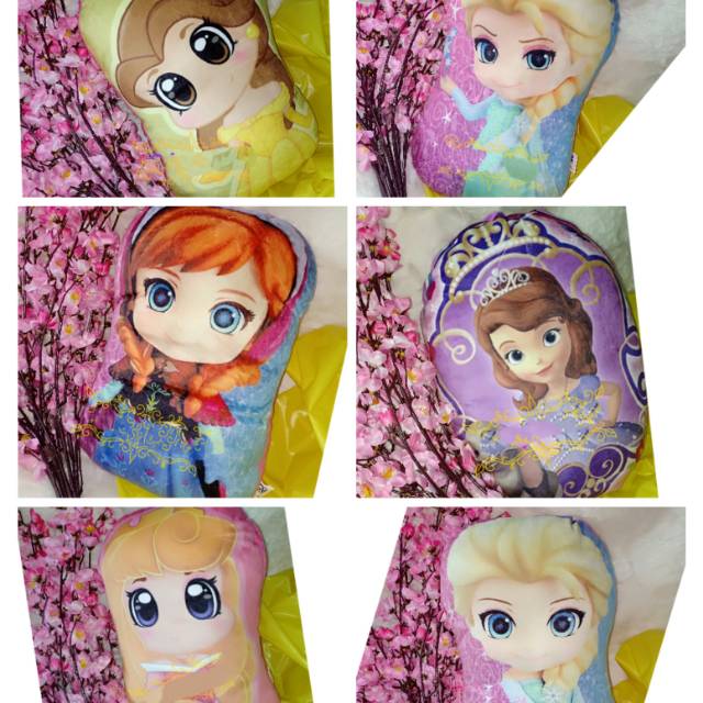 Bantal cushion Princess Disney/Belle/Aurora/Elsa Frozen/Anna Frozen/Sofia